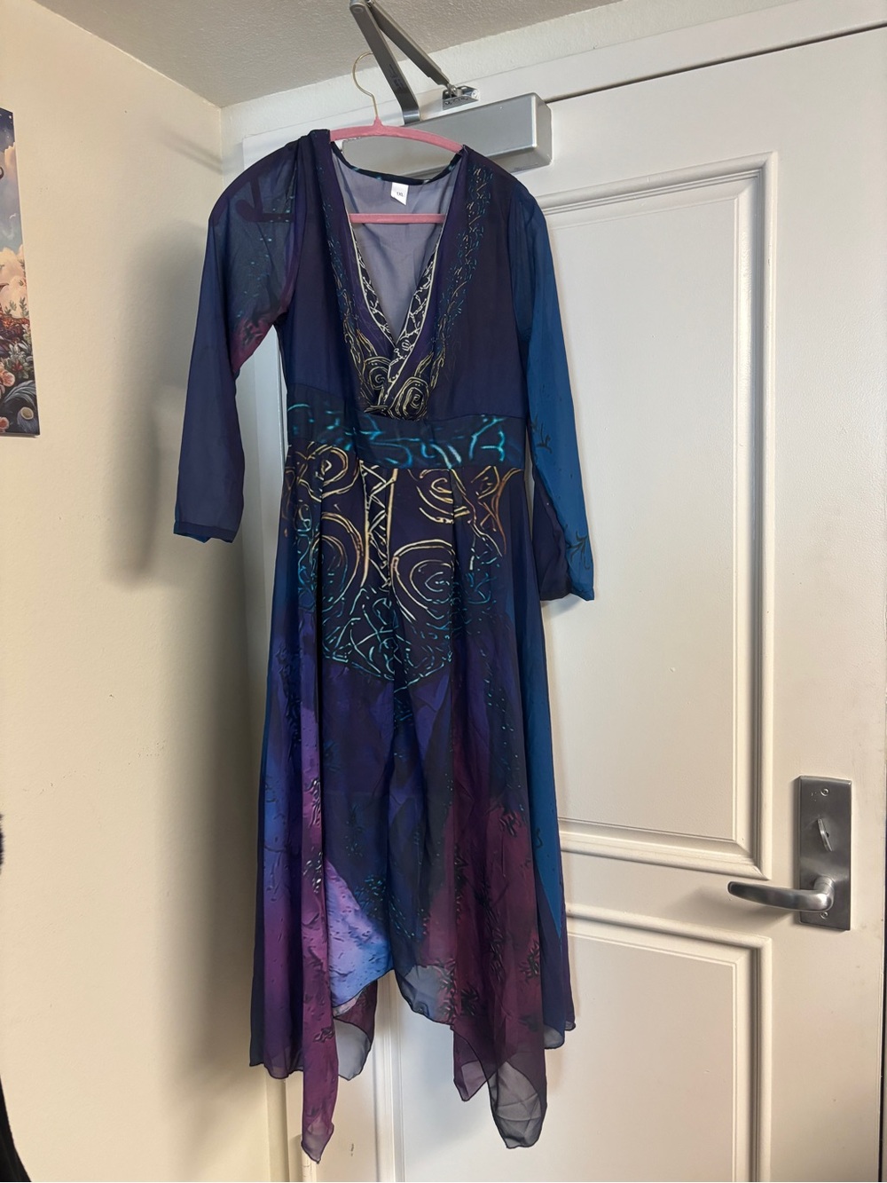 Cozy Casual Navy Blue Teal Purple Asymmetrical Dress